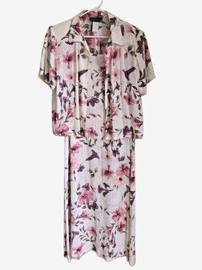 CONNECTED APPAREL Cottagecore 2-Pc Floral Pastel Midi Dress/Jacket Women's 8